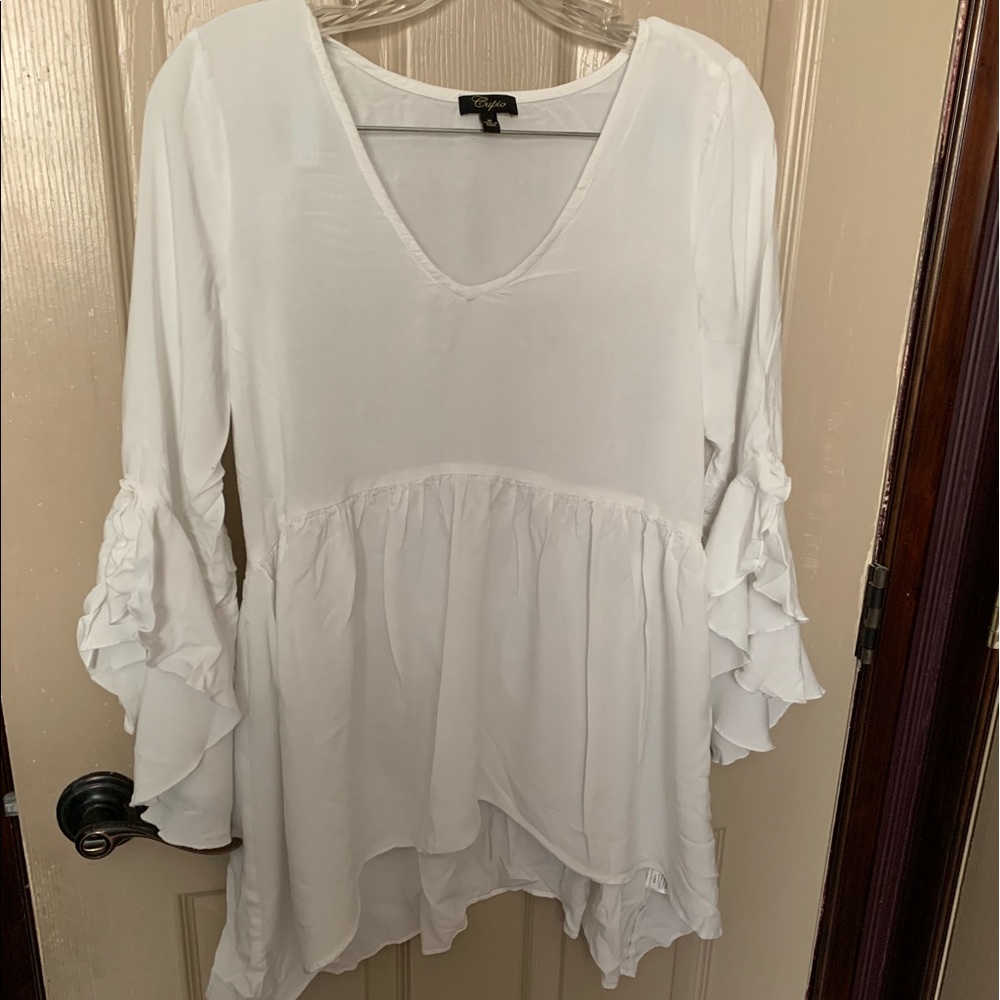 Flowy bell sleeve tunic.